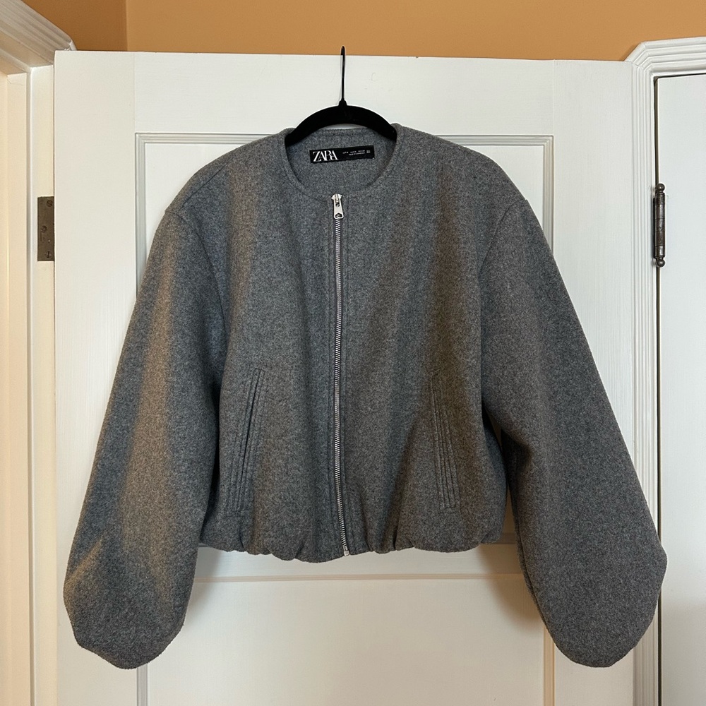 Zara Gray Bomber Jacket